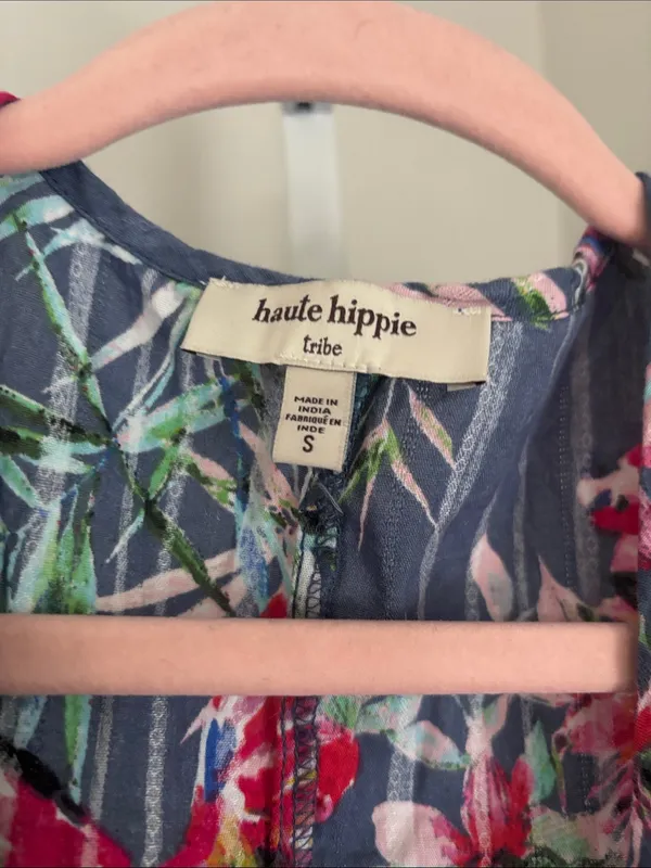 Haute Hippie Claire Kimono Size Small Tropical Floral Peasant Top Bird Print - Image 5