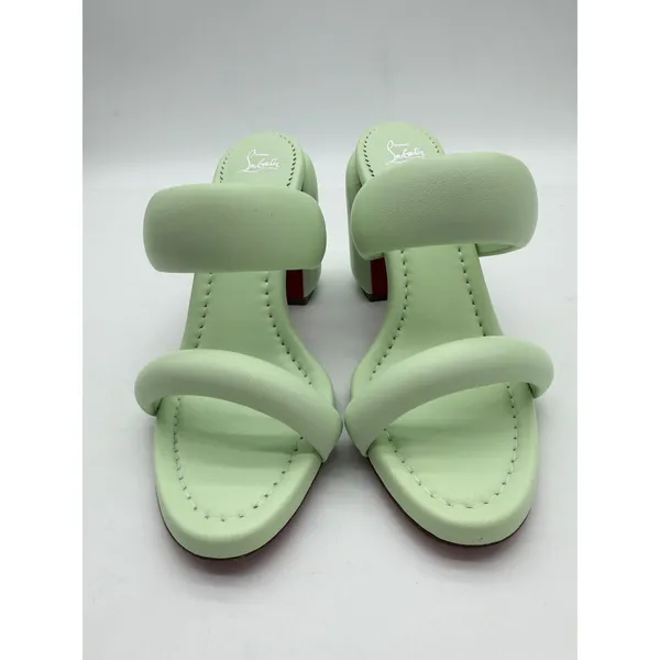 Christian Louboutin Inflama Sab 85 Leather Heels Sandals 38.5 Studio Green $945 - Image 4