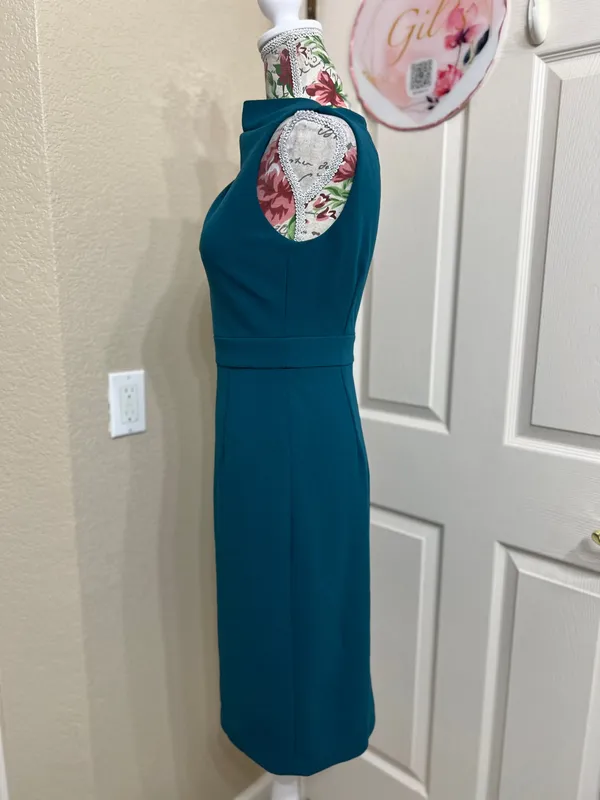 Vince Camuto Teal Sleeveless Midi Sheath Dress - Image 4