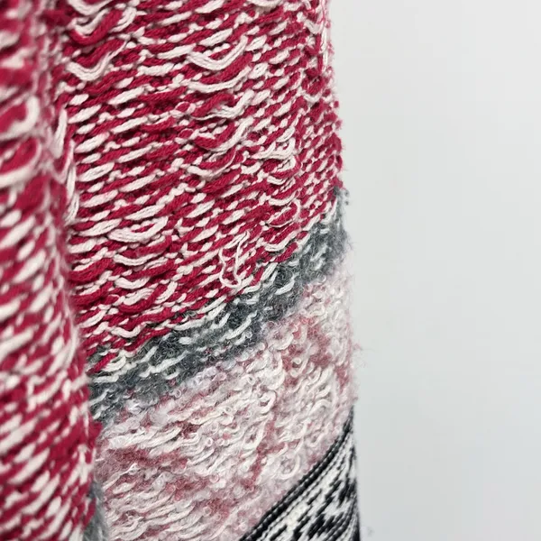 Anthropologie Sleeping On Snow Red Ivory Quillins Jacquard Open Vest Duster M/LP - Image 9