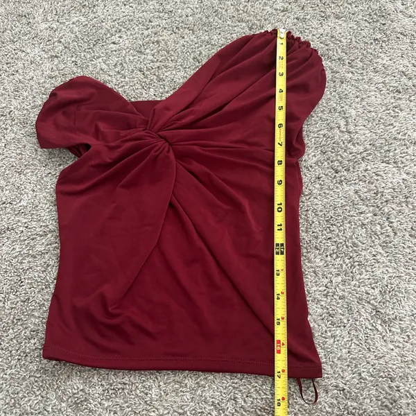 Express Women's One-Shoulder Twist Front Top - Burgundy - Image 4