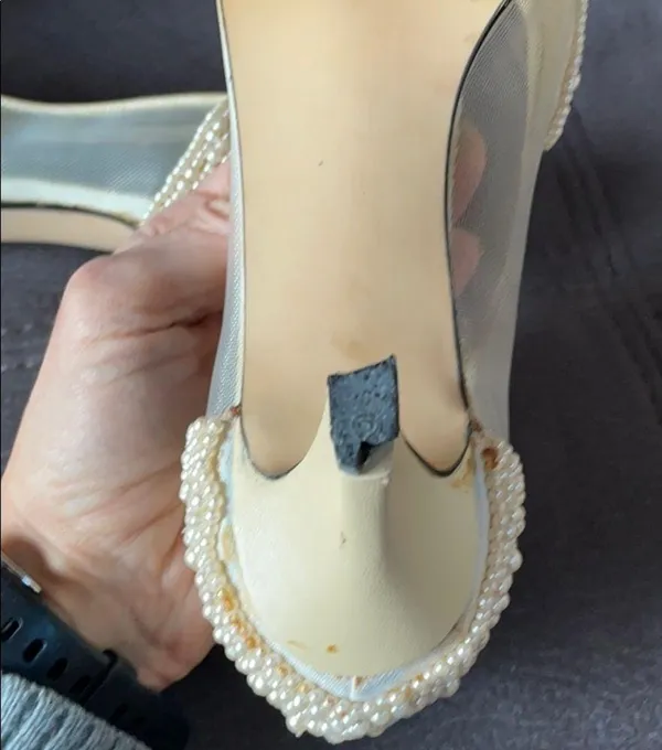 J. RENÉE Faux Pearl & Net Cream Color Heels 5.5 - Image 15