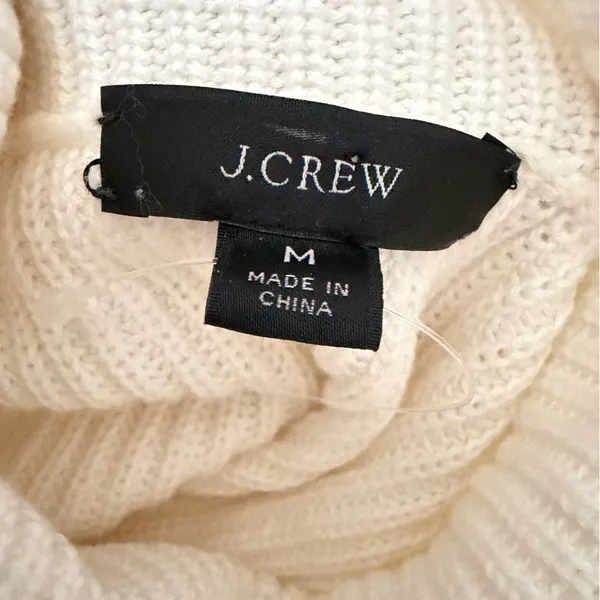 NEW J crew ribbed cotton cashmere relaxed turtleneck sweater in ivory Size M - Image 9