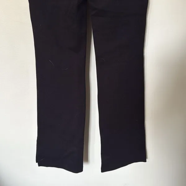 Mango Black Straight Leg Trousers Small High Waist‎ Slit Hem Work Pants - Image 6