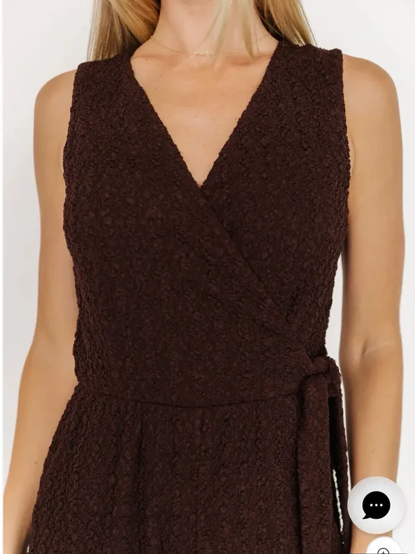 Baltic Born Natasha Chocolate Brown Sleeveless Wrap Jumpsuit - Image 3