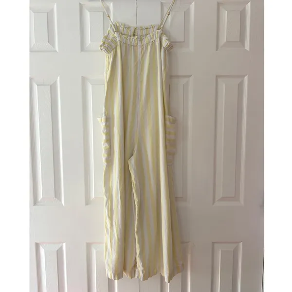 Stoney Clover Lane x Target‎ Yellow Striped Linen Blend Jumpsuit XS Wide Leg - Image 3