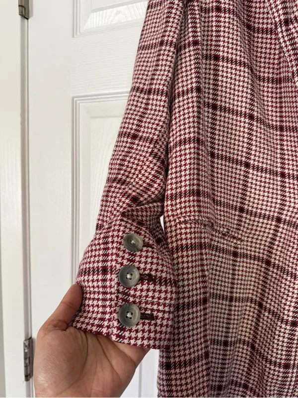 Free People We the Free Plaid Blazer Long Jacket Business Casual - Image 5