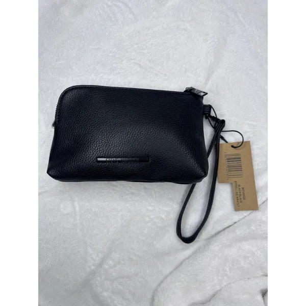 Steve Madden Clutch Bag Womens Small Black Faux Leather Wristlet Zip Purse - Image 2