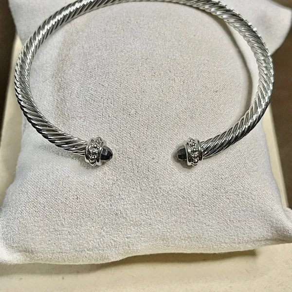 Silver Cable Bracelet with Amethyst Accents - Image 11