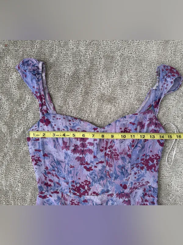 Reformation Bryson Dress Midi Length in Morning Dew Purple Floral Size 4 Viscose - Image 14