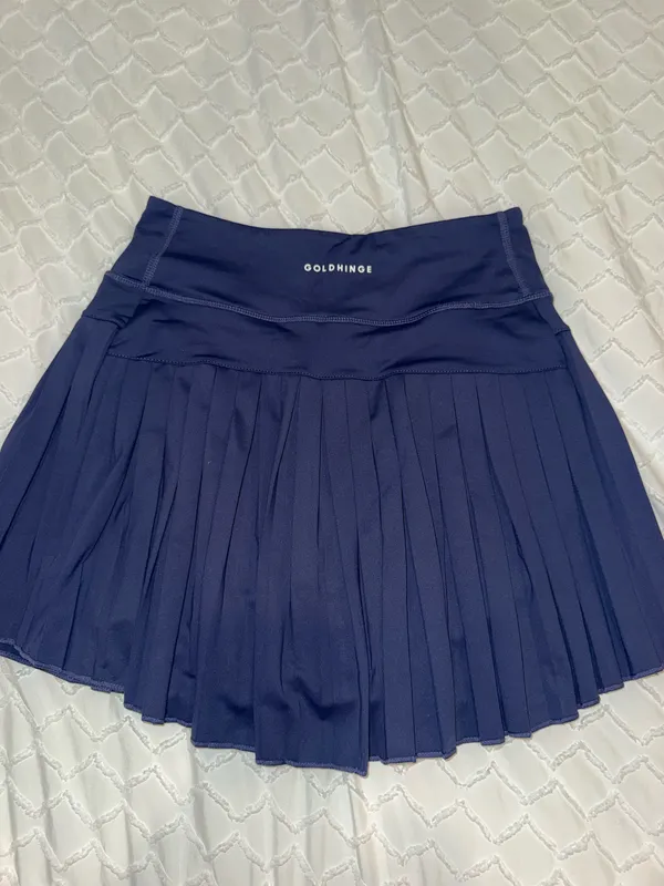 Gold Hinge Blue Pleated Skirt  - Image 2