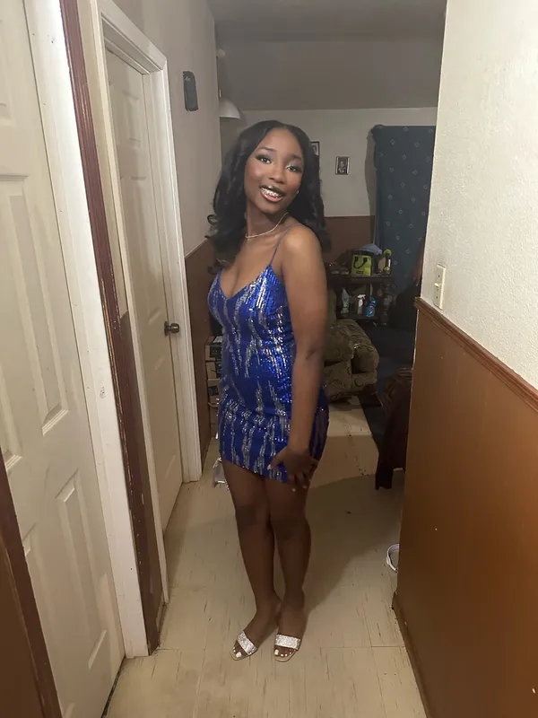 Blue and Sliver Homecoming Dress - Image 2