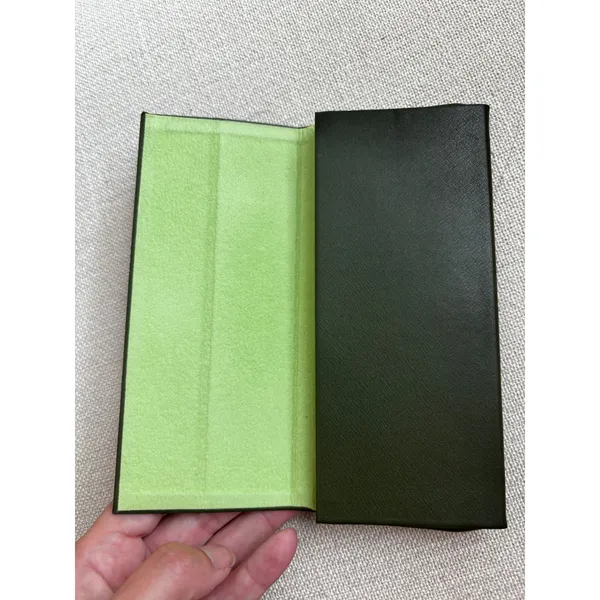 Longchamp Eyeglass Case OS Green Leather Foldable Triangular Designer Accessory‎ - Image 3