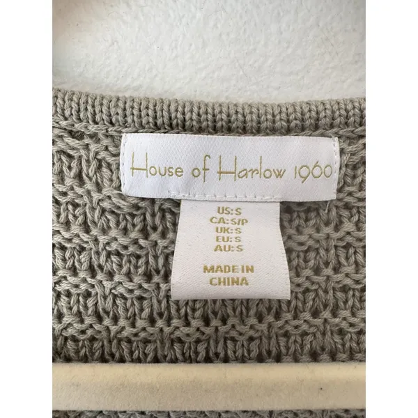 House Of Harlow 1960 Sage Green Crochet Knit Button Front Sweater Vest Small - Image 6