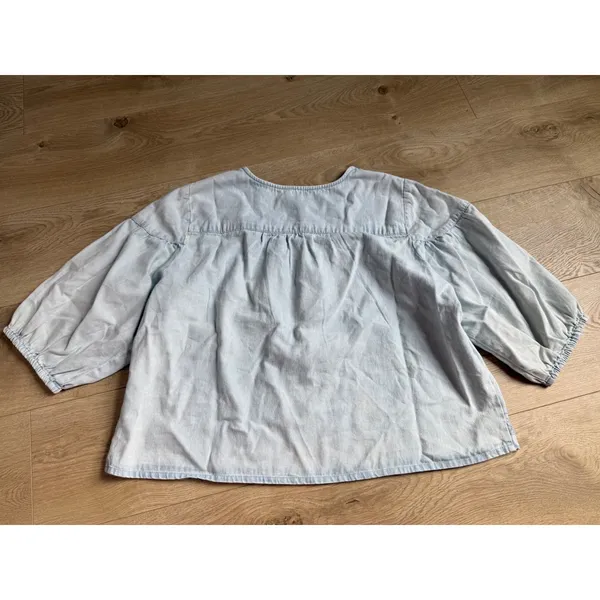 Calypso St. Barth Women's Size L Light Blue Embroidered Blouse Button Front - Image 2