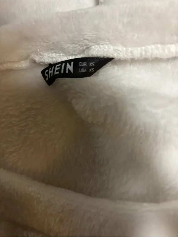 SHEIN XS White Tie-Front Fleece Pullover Sweatshirt - Image 3