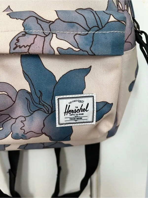 Herschel Supply Company Floral Mini Backpack tan blue flowers STAINS - Image 2