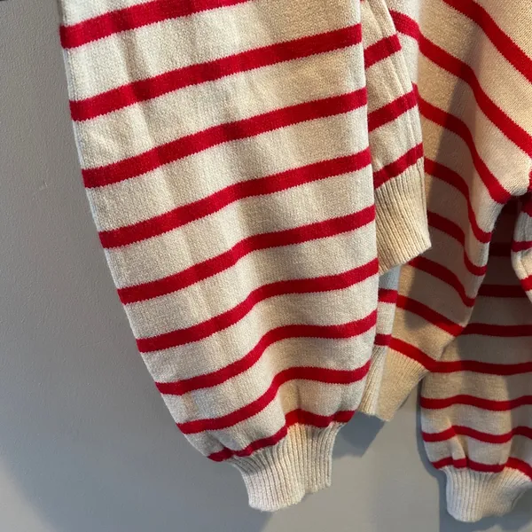 HYFVE Large Button Back Cream/Red‎ Striped Sweater NWOT - Image 5