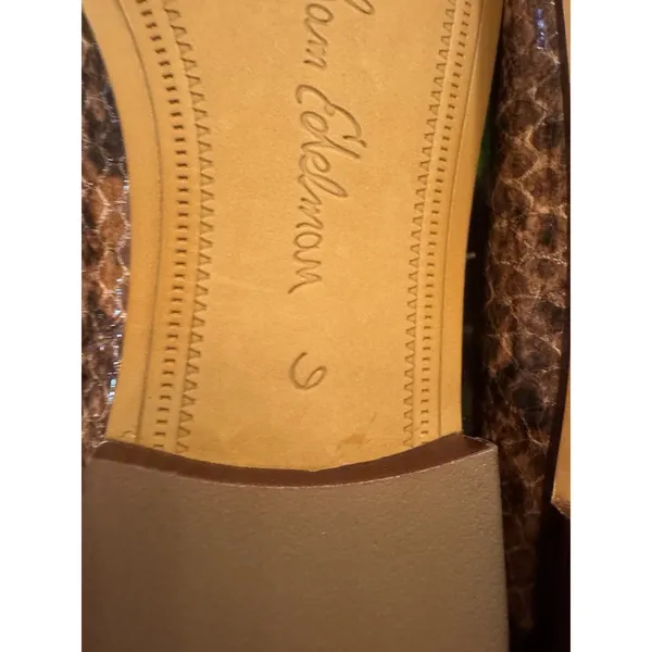 Sam‎ Edelman Loraine Brown Leather Snake-Print Loafer Slip-On Women's Size 6 - Image 8