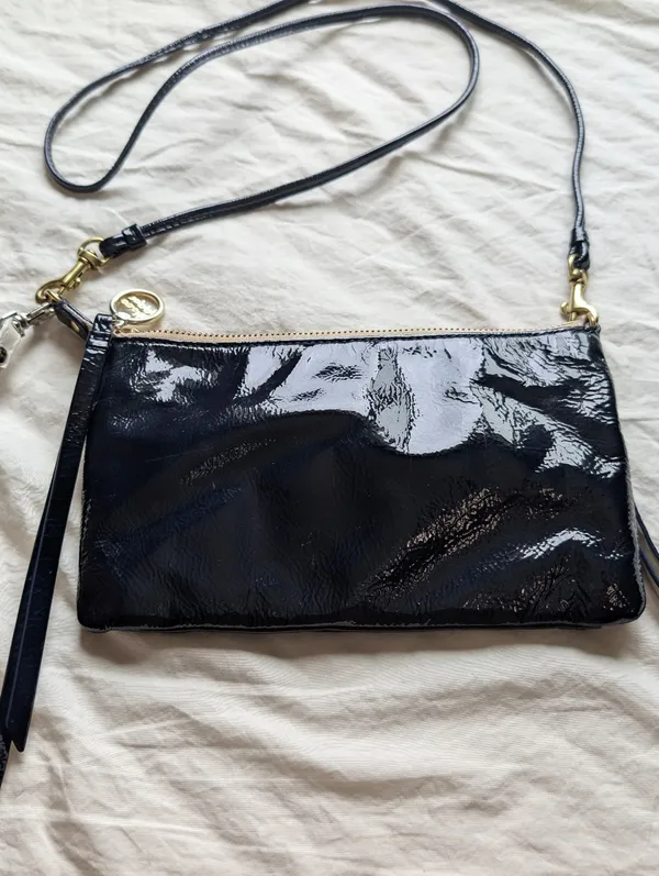 Vintage Coach Poppy Patent Leather Crossbody Blue/Black - Image 2