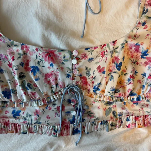 For Love & Lemons Juliet Floral Puff Shoulder Top - Image 3