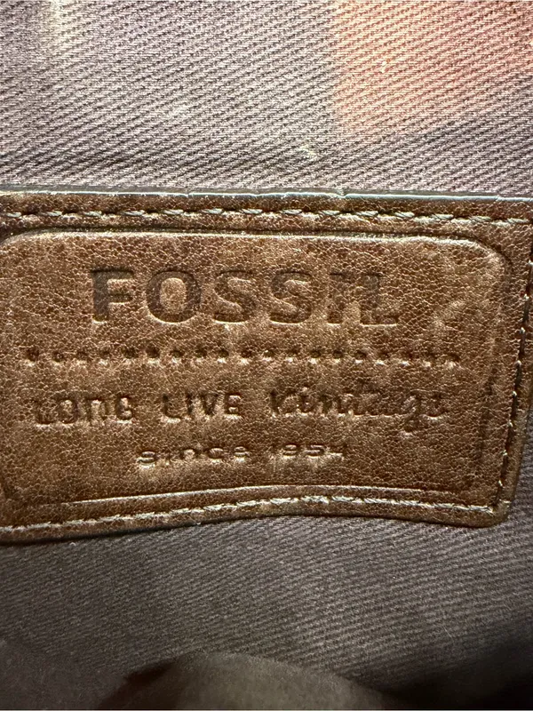 Fossil Sasha Brown Leather Crossbody Bag w Key Charm Vintage - Image 8