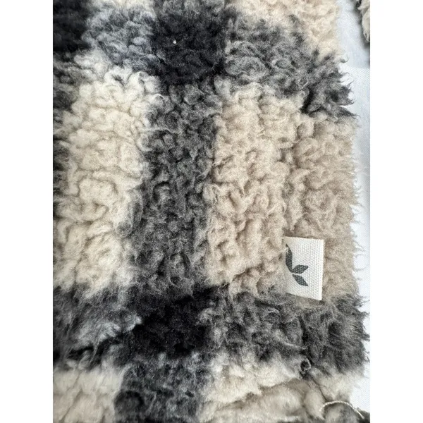 Koolaburra by UGG Plaid Sherpa Pullover Quarter Zip‎ Fleece Tan Black Large - Image 4