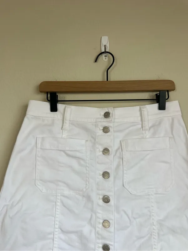 Madewell White Denim Button Front Skirt - Image 4