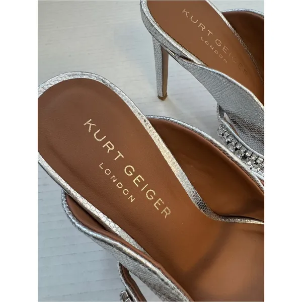 Kurt Geiger London Silver Rhinestone Studded Stiletto Heels Womens 9 Glam Formal - Image 10