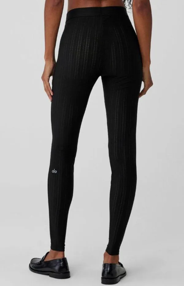 NEW Alo High-Waist Euphoria Leggings Black Mesh Sheer See-Through Transparent S - Image 2