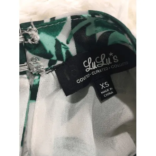 Lulu's Green Tropical Palm Frond‎ Sleeveless Shift Sun Dress Size XS - Image 5