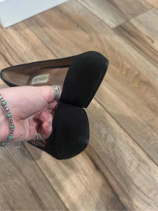 STEVE MADDEN Vintage 2000s Y2k Chic Basic All Black Suede Block Heels | Size 6 - Image 6