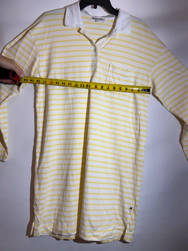 Alex Mill Natural Yellow Stripe Cotton Rugby Polo Mini Dress Size M - Image 7