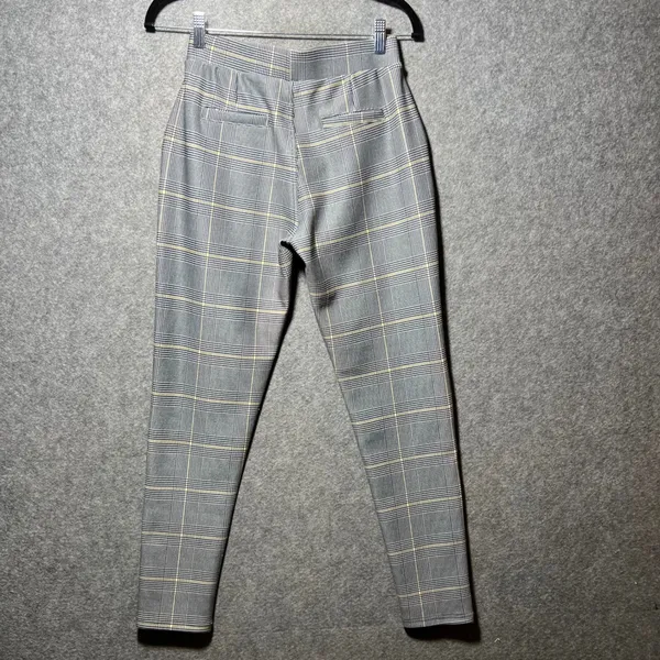 Indero Grey Glen Plaid High Waisted Pull On Trousers Dress Pants S M Tapered - Image 8