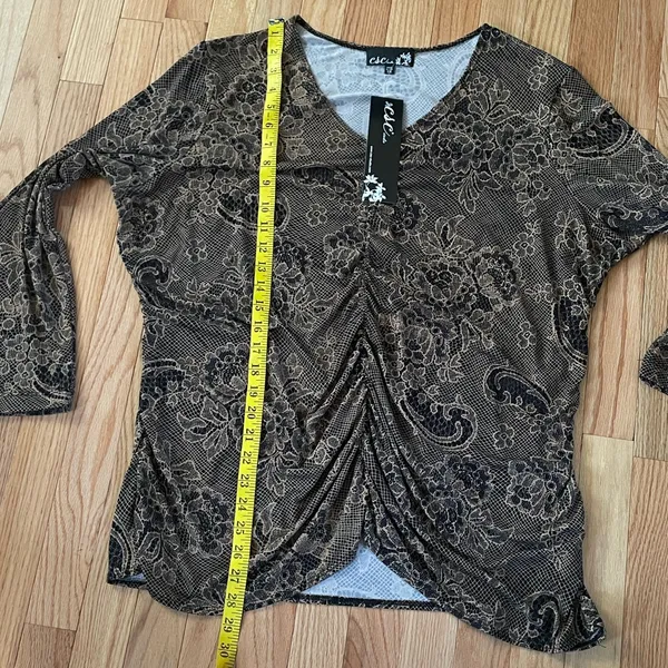CSC Studio Top Womens 2X Brown Floral Long Sleeve Artsy Boho Romantic Vintage - Image 6