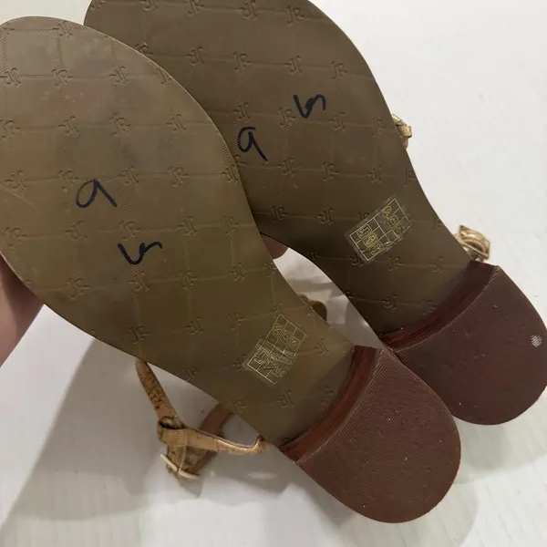 Jack Rogers Shoes Womens Size 9 Beige Cork Thong Sandals Medallion Block Heel - Image 9