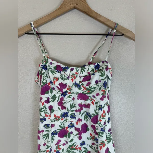 Vix Paula Hermanny Clover Yana Floral Mini Dress in White XS Linen Rayon $268 - Image 7