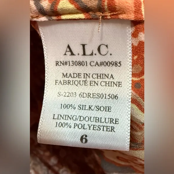 ALC Frank Carly Smocked Print 100% Silk Mini Dress Sorbet Floral Multicolor Size 6 - Image 6