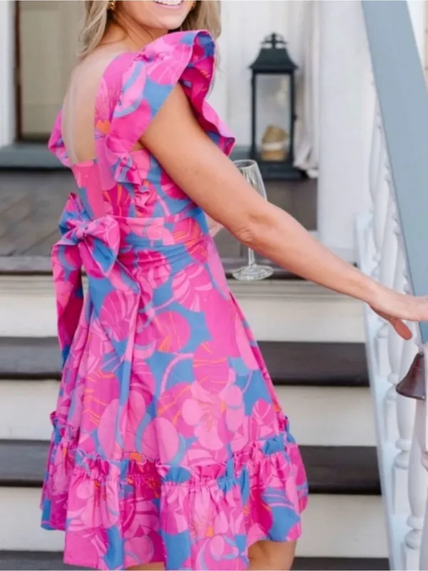 Tuckernuck X Cameran Eubanks Wimberly Wild Azalea Dress Linen Hot Pink Dress S - Image 2