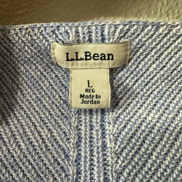 LL Bean Knit Sweater Womens Size Large‎ Blue Cotton Quality Tunic Beach Boho - Image 4