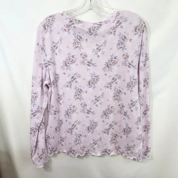 Laura Ashley Large Pajama Set Pink Floral Lettuce Hem Soft Girl Cottagecore 559 - Image 10