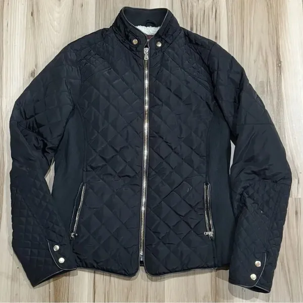 Ci Sono Black Quilted Sherpa Lined Jacket Coat Women’s Small - Image 2