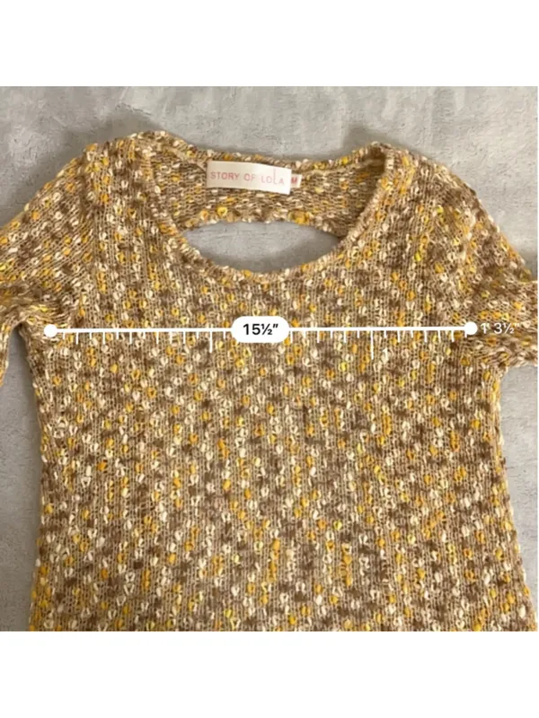 Open Back Brown Yellow Knit Sweater M Size M - Image 4