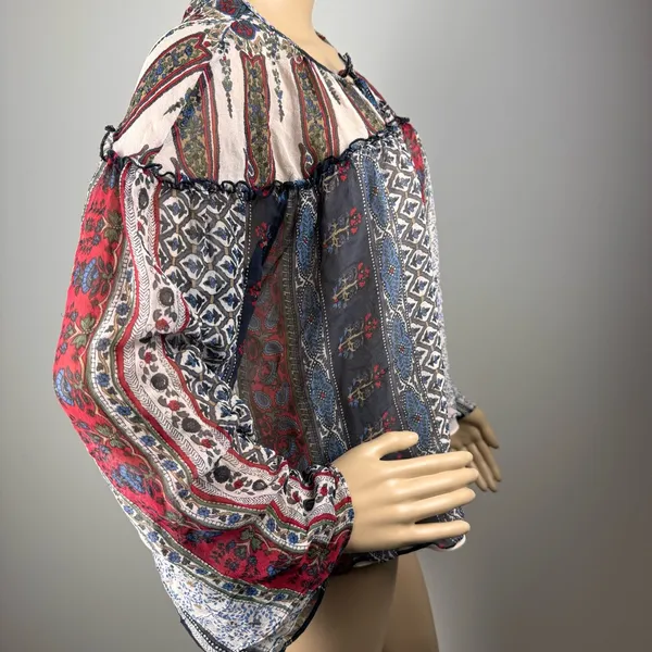 Twelfth Street By Cynthia Vincent‎ Peasant Blouse Silk Long Sleeve Size Sz L - Image 5