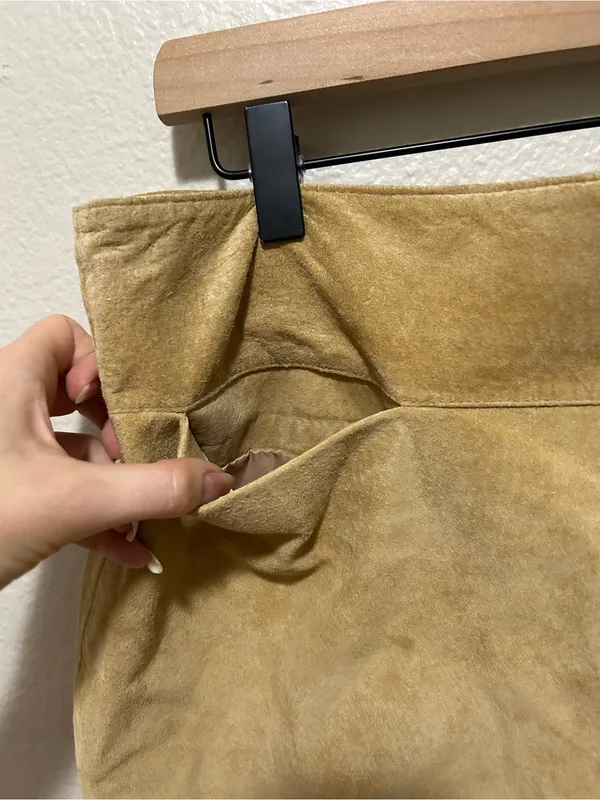 Y2K Mossimo Genuine Leather Mini Skirt Tan Size 12 - Image 4