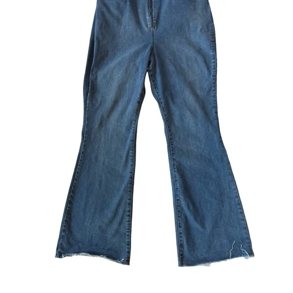 Free People We The Free CRVY Blue Denim backless jumpsuit Size 16 - Image 3