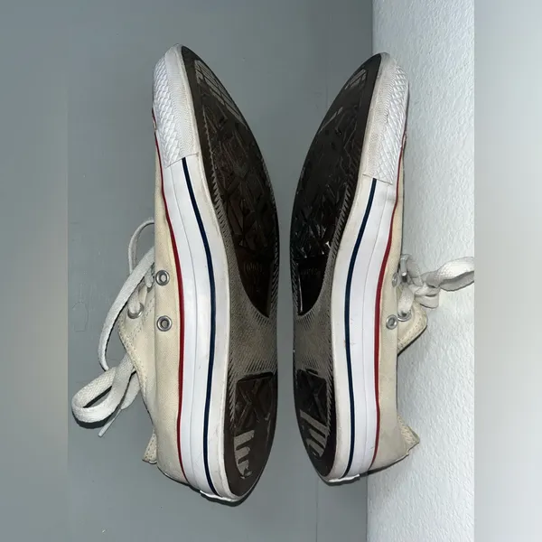 Converse All Star White Retro Canvas Chuck Taylor Maroon Low Top Sneakers Sz 9.5 - Image 12