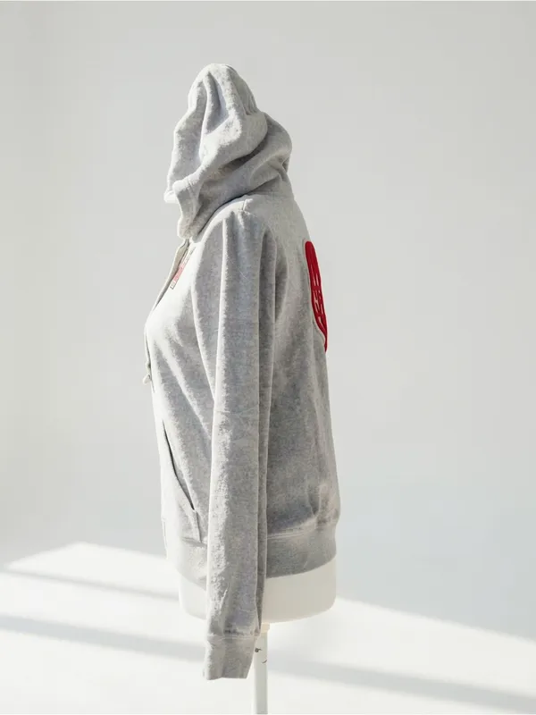 Y2K 2000s style Juicy Couture gray zip up jacket with red hand graphic - Image 3