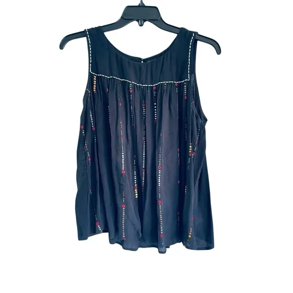 Marks & Spencer Collections Black Sequined beaded Flowy sleeveless top size 12 - Image 2