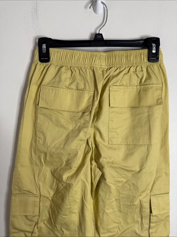 H/G Casual Light Cotton Cargo Utility Pants Lightweight Yellow/Mustard size S - Image 4